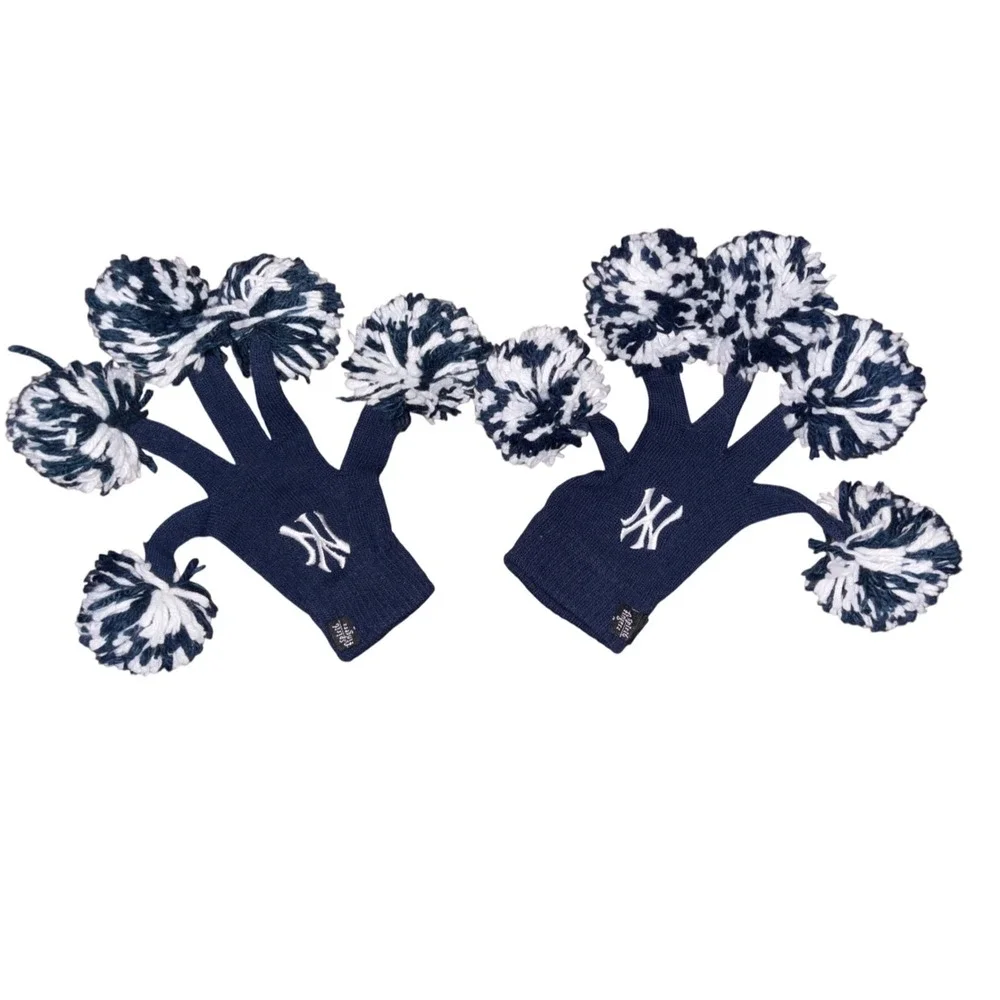 Spirit Fingers New York Yankees Pom Pom Gloves Navy White Women's One Size